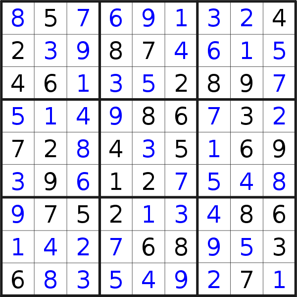 Sudoku solution for puzzle published on Saturday, 19th of June 2021