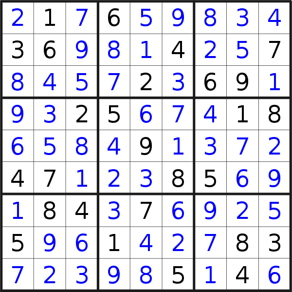 Sudoku solution for puzzle published on Tuesday, 22nd of June 2021