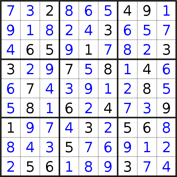 Sudoku solution for puzzle published on Friday, 25th of June 2021