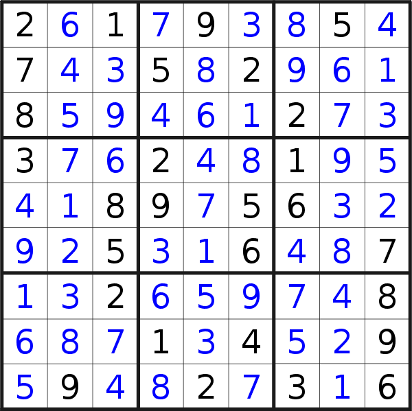 Sudoku solution for puzzle published on Wednesday, 30th of June 2021