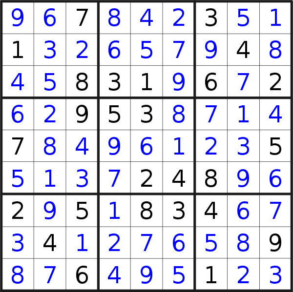 Sudoku solution for puzzle published on Saturday, 3rd of July 2021