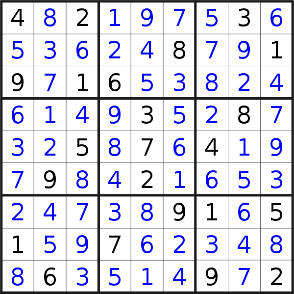 Sudoku solution for puzzle published on Friday, 9th of July 2021