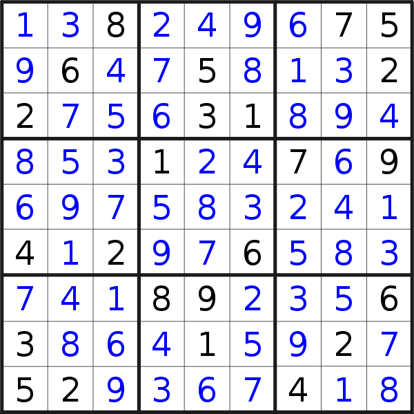 Sudoku solution for puzzle published on Tuesday, 13th of July 2021
