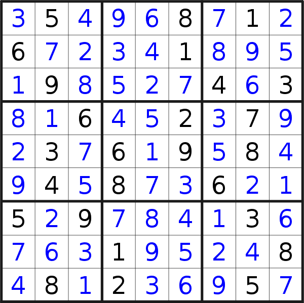 Sudoku solution for puzzle published on Sunday, 18th of July 2021
