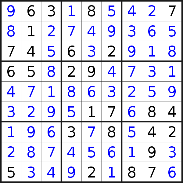 Sudoku solution for puzzle published on Friday, 23rd of July 2021