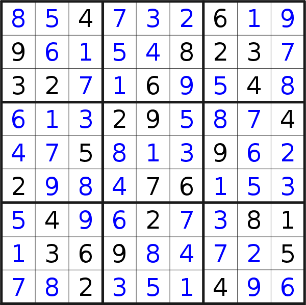 Sudoku solution for puzzle published on Monday, 26th of July 2021