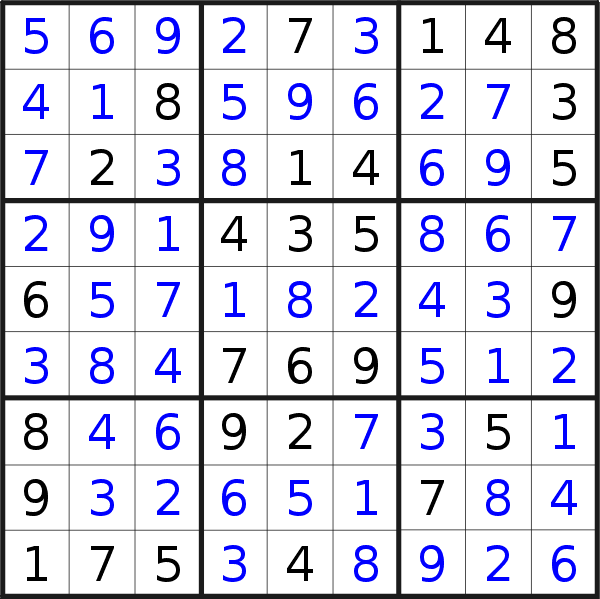 Sudoku solution for puzzle published on Tuesday, 27th of July 2021