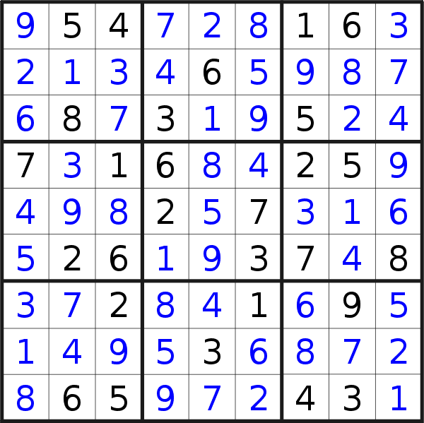 Sudoku solution for puzzle published on Saturday, 31st of July 2021