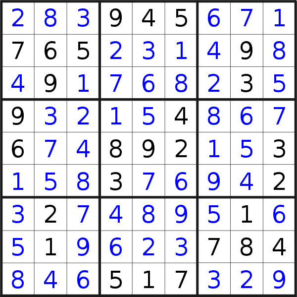Sudoku solution for puzzle published on Tuesday, 3rd of August 2021