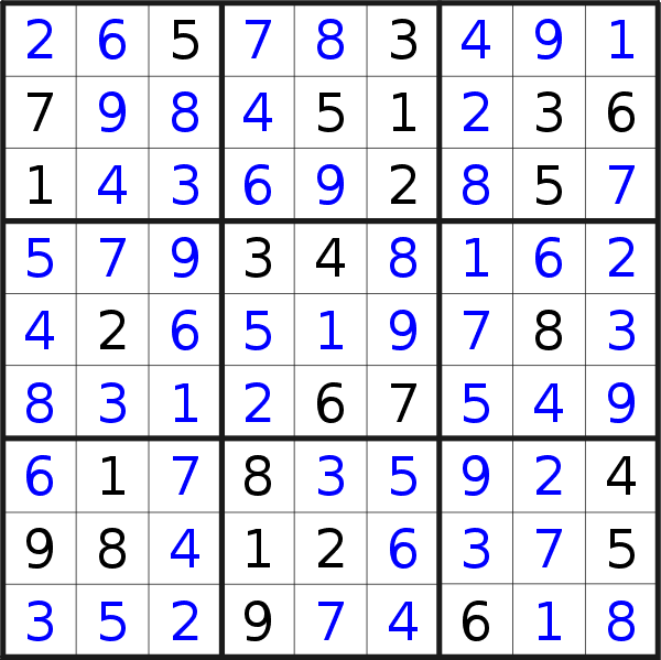 Sudoku solution for puzzle published on Thursday, 5th of August 2021