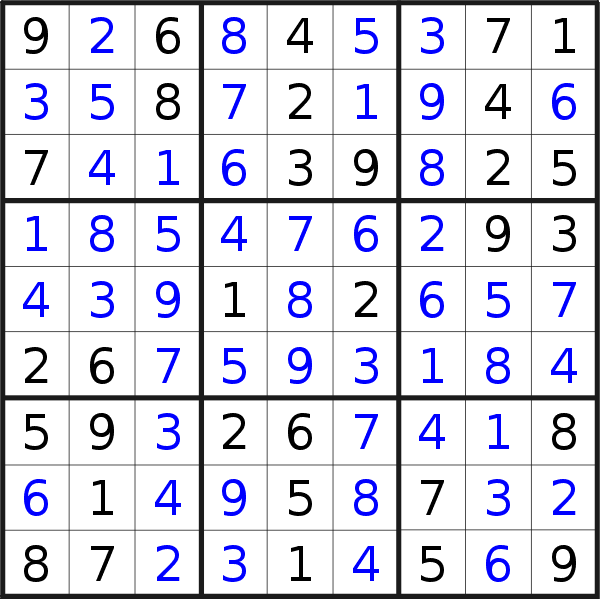 Sudoku solution for puzzle published on Saturday, 7th of August 2021