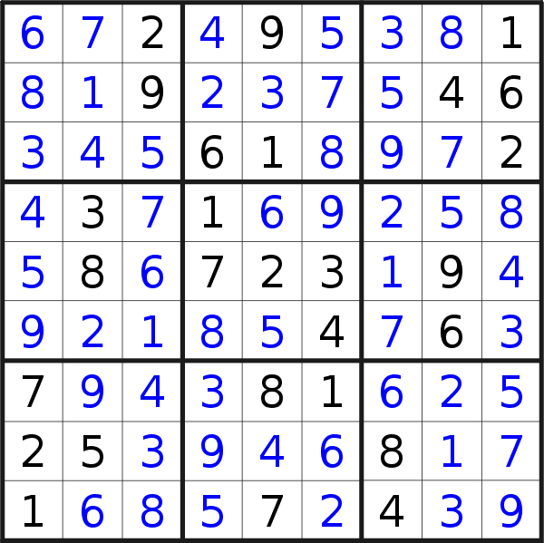 Sudoku solution for puzzle published on Sunday, 8th of August 2021