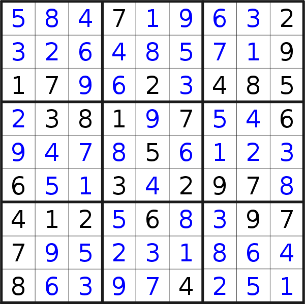 Sudoku solution for puzzle published on Monday, 9th of August 2021