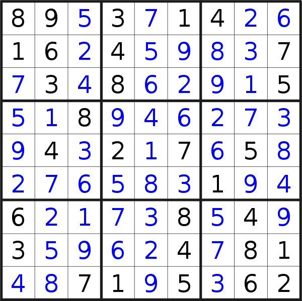 Sudoku solution for puzzle published on Tuesday, 10th of August 2021