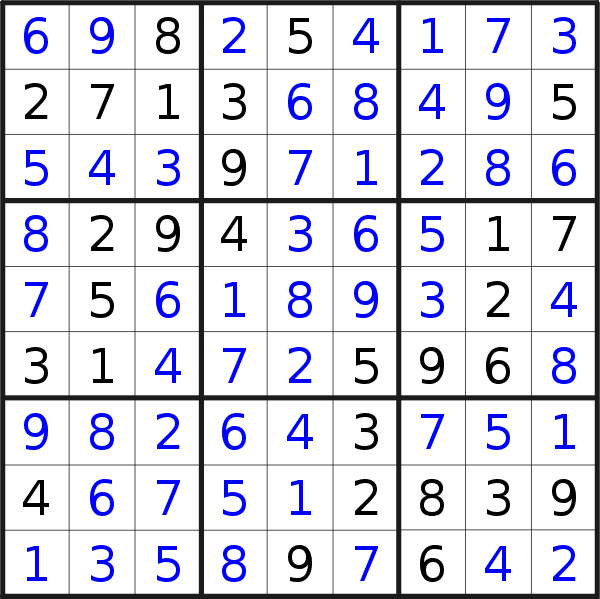 Sudoku solution for puzzle published on Wednesday, 11th of August 2021