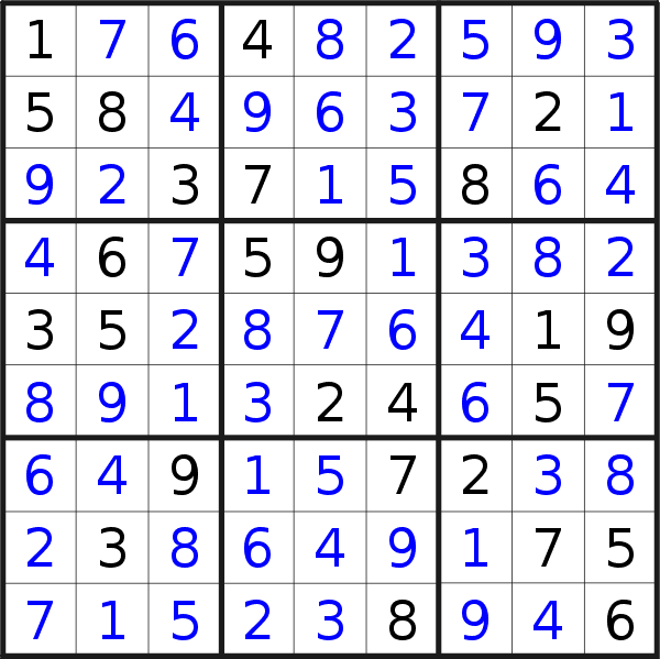 Sudoku solution for puzzle published on Friday, 13th of August 2021