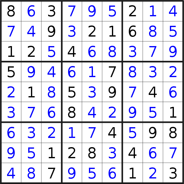 Sudoku solution for puzzle published on Sunday, 15th of August 2021