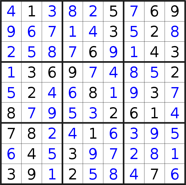 Sudoku solution for puzzle published on Monday, 16th of August 2021