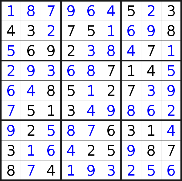 Sudoku solution for puzzle published on Wednesday, 18th of August 2021