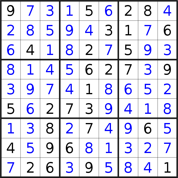 Sudoku solution for puzzle published on Sunday, 22nd of August 2021