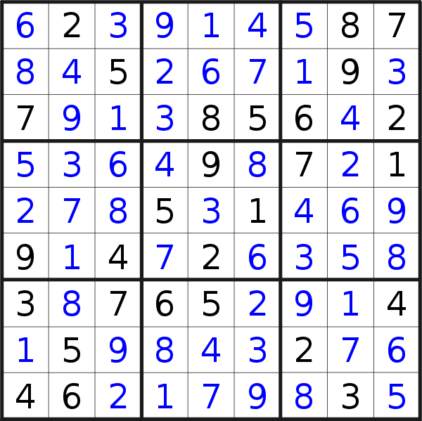 Sudoku solution for puzzle published on Thursday, 26th of August 2021