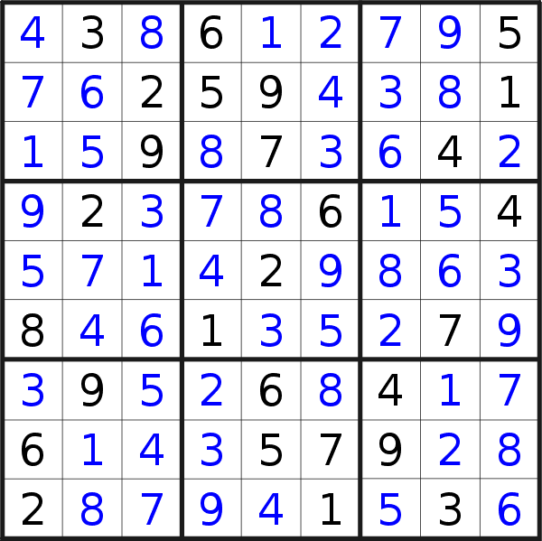 Sudoku solution for puzzle published on Friday, 27th of August 2021
