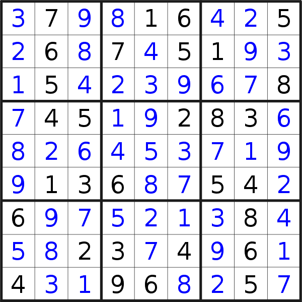 Sudoku solution for puzzle published on Saturday, 28th of August 2021