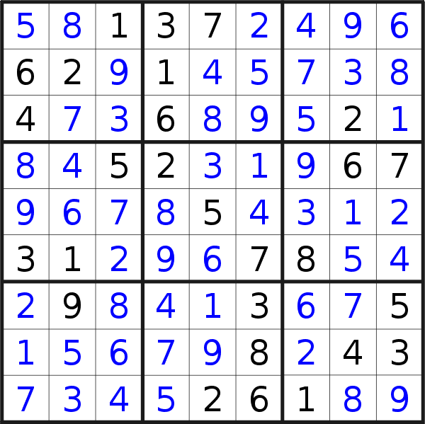 Sudoku solution for puzzle published on Sunday, 29th of August 2021
