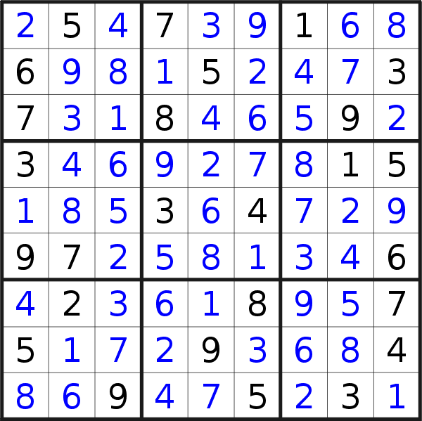 Sudoku solution for puzzle published on Tuesday, 31st of August 2021