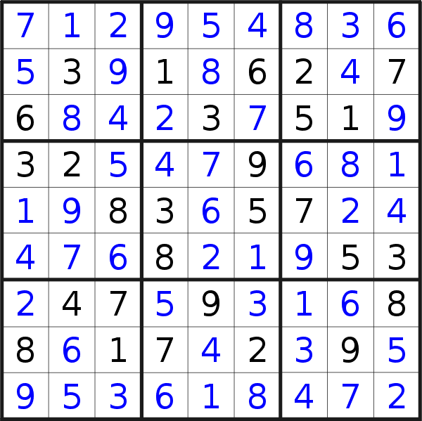 Sudoku solution for puzzle published on Wednesday, 1st of September 2021