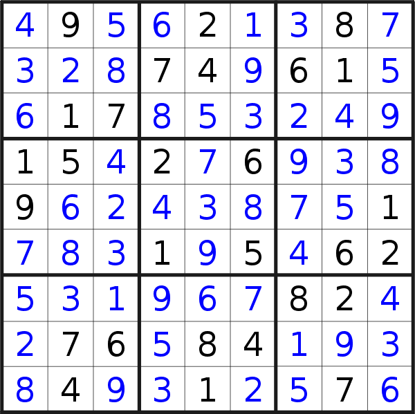 Sudoku solution for puzzle published on Friday, 3rd of September 2021