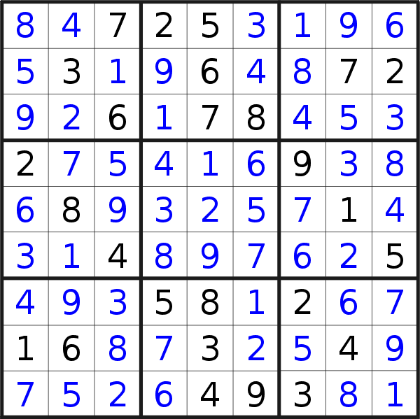 Sudoku solution for puzzle published on Wednesday, 8th of September 2021