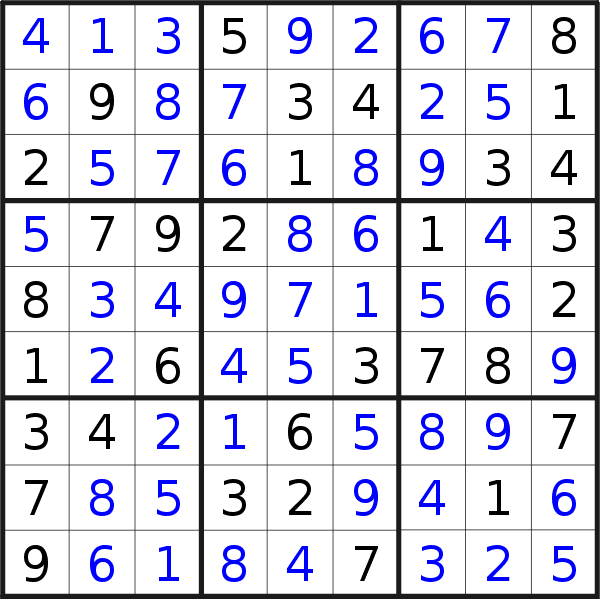 Sudoku solution for puzzle published on Monday, 13th of September 2021