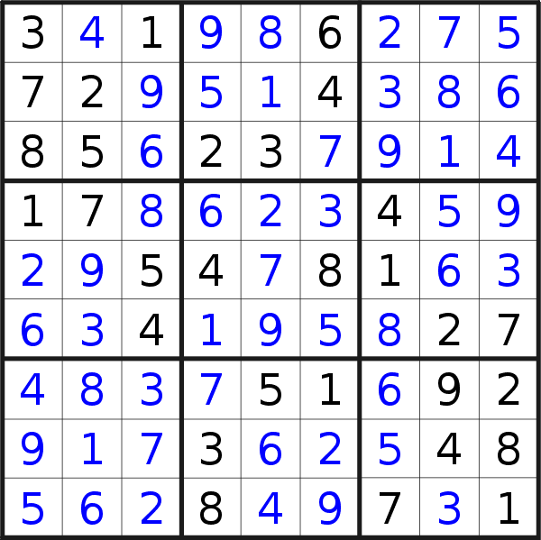 Sudoku solution for puzzle published on Wednesday, 15th of September 2021