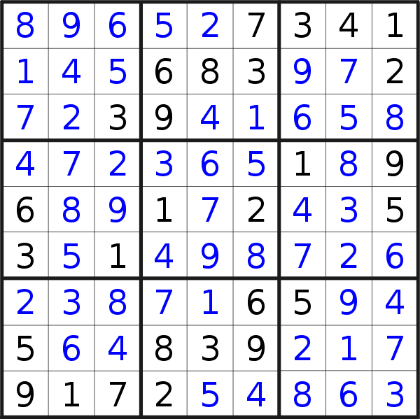 Sudoku solution for puzzle published on Sunday, 19th of September 2021