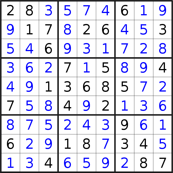 Sudoku solution for puzzle published on Monday, 20th of September 2021