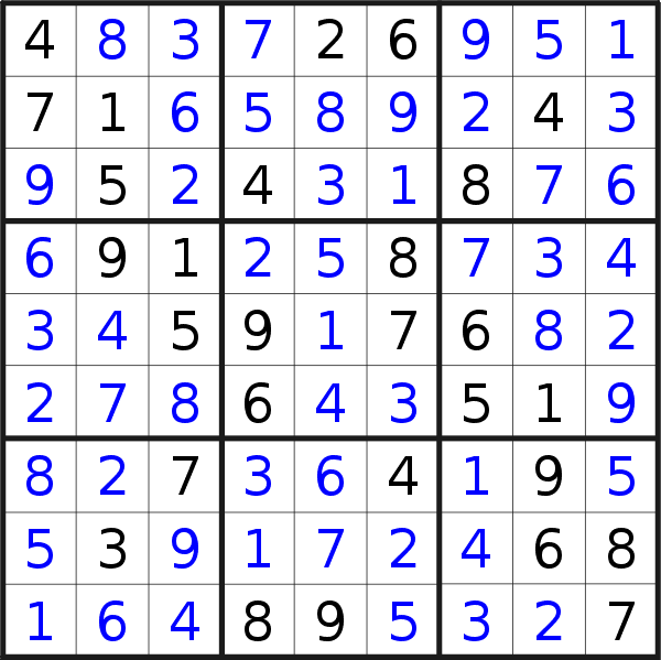 Sudoku solution for puzzle published on Wednesday, 22nd of September 2021