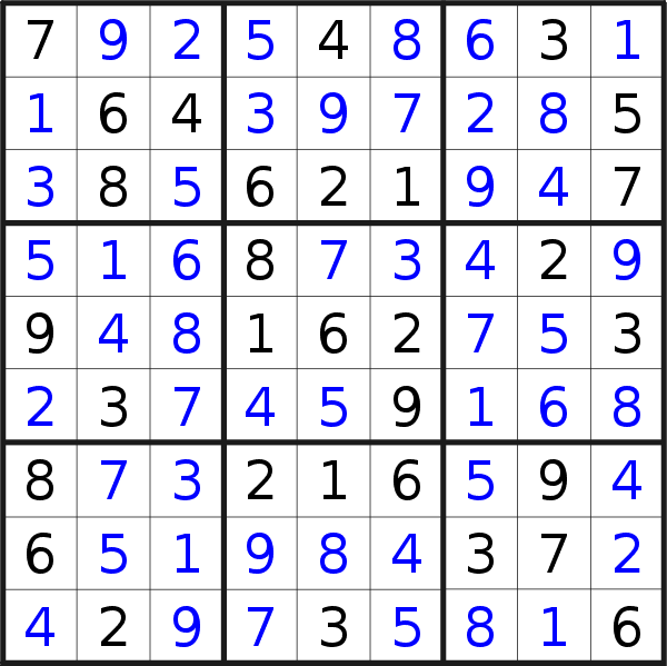 Sudoku solution for puzzle published on Thursday, 23rd of September 2021