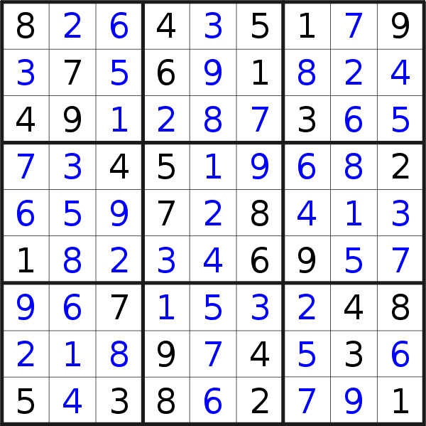Sudoku solution for puzzle published on Friday, 24th of September 2021