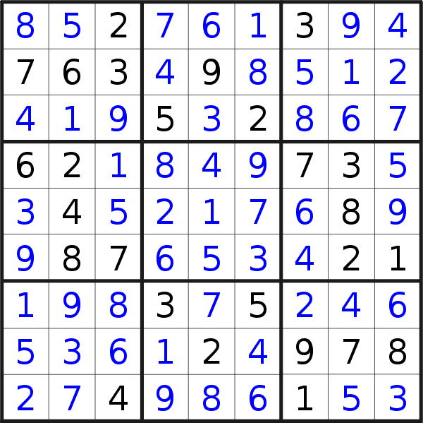 Sudoku solution for puzzle published on Saturday, 25th of September 2021