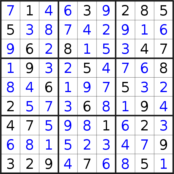 Sudoku solution for puzzle published on Monday, 27th of September 2021