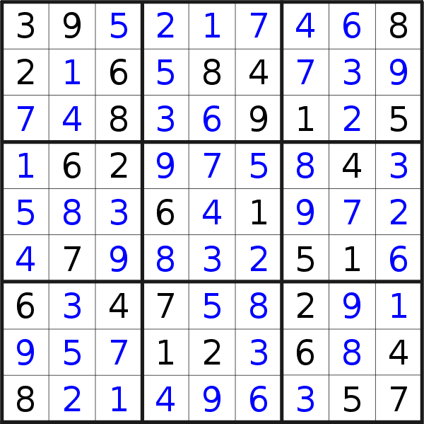 Sudoku solution for puzzle published on Thursday, 30th of September 2021