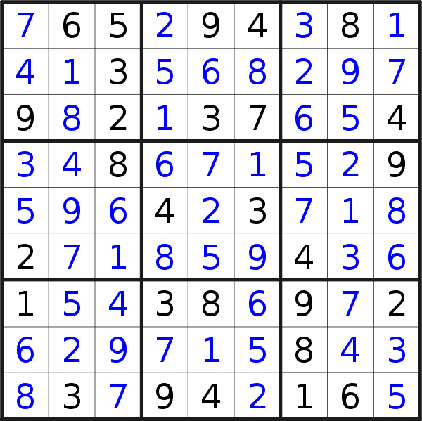 Sudoku solution for puzzle published on Sunday, 3rd of October 2021
