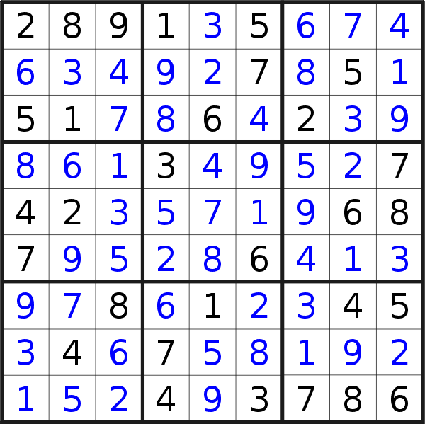 Soluzione del sudoku pubblicato martedì  5 ottobre 2021