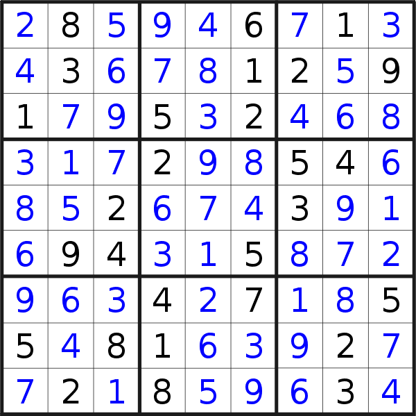 Sudoku solution for puzzle published on Wednesday, 6th of October 2021