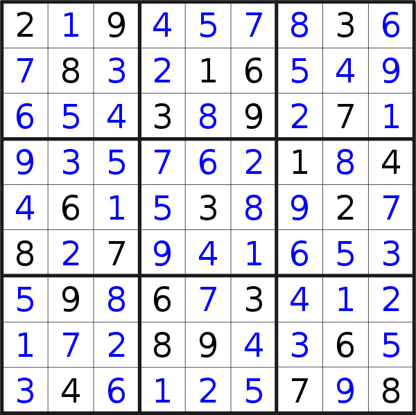 Sudoku solution for puzzle published on Thursday, 7th of October 2021