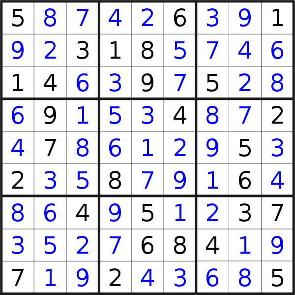 Sudoku solution for puzzle published on Monday, 11th of October 2021