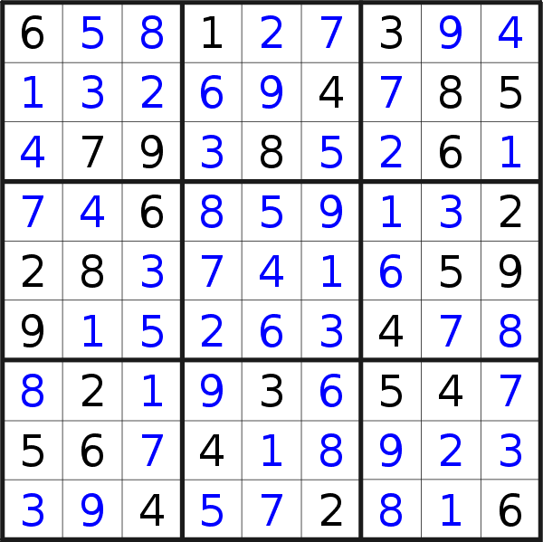 Sudoku solution for puzzle published on Friday, 22nd of October 2021