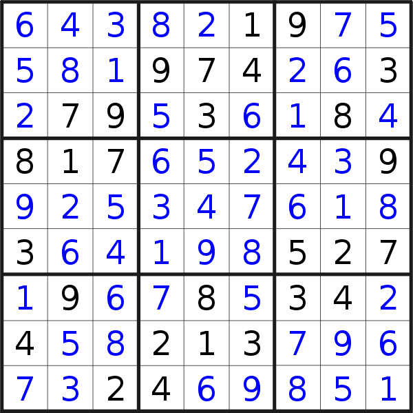 Sudoku solution for puzzle published on Saturday, 23rd of October 2021