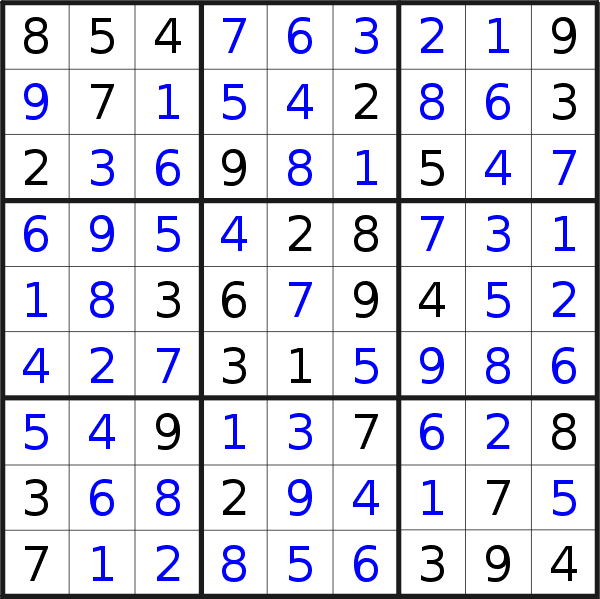 Sudoku solution for puzzle published on Thursday, 28th of October 2021